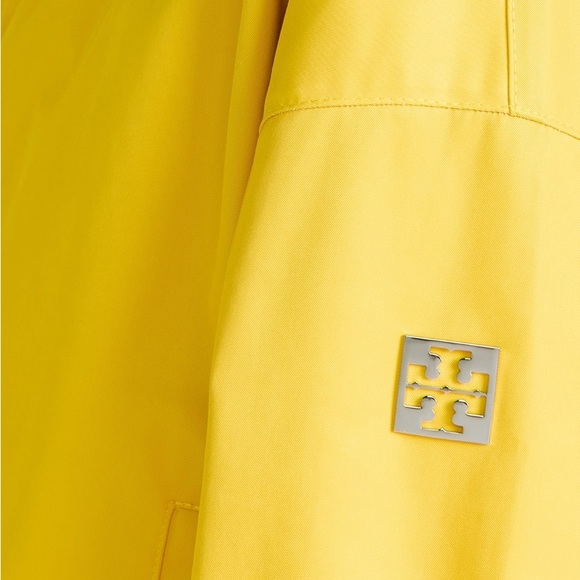 Tory Burch Tory Sport Cropped Windbreaker Jacket Yellow Hooded Size Small - Picture 10 of 14